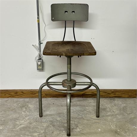 Mid Century Ajusto Ajustrite Industrial Swivel Shop Stool