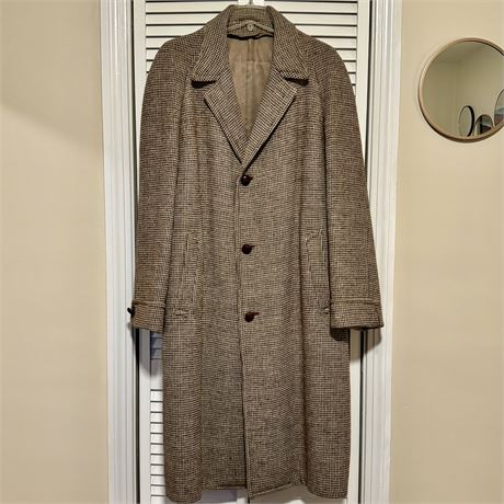 Mid Century Men's Harris Tweed 100% Scottish Wool Full Length Coat