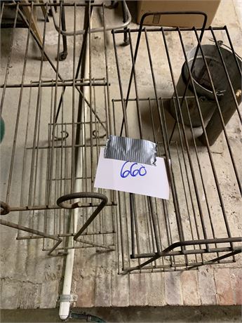 MCM Black Metal Wire Plant Stands Lot Of 2