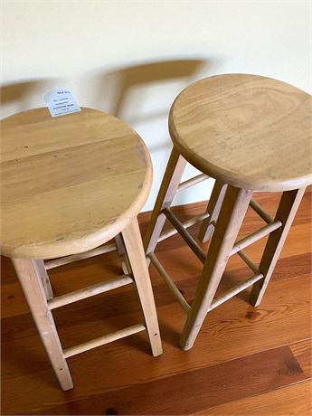 Natural Wood Barstool Lot of 2