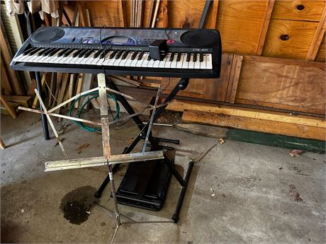 Keyboard, Chair and Music Stand