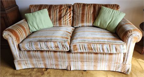 Henredon Fine Furniture-Striped Velvet Loveseat 2 of 2