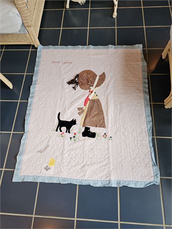 1974 Handmade Quilt Country Girl & Cat