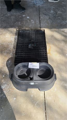 Med Size Dog Cage & Lifted Water Holder