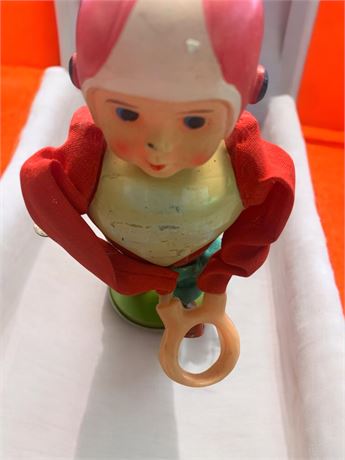 Vintage Tin Wind-Up Mechanical Football Player Punter/Kicker Collectible Toy