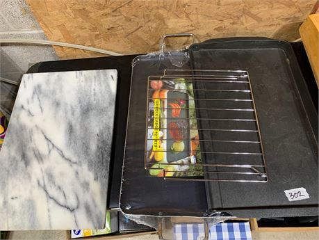 Marble Cutting Board & Baking Sheets Lot