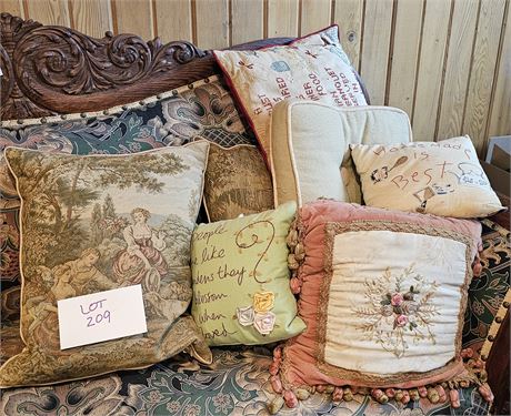 Vintage Mixed Pillows- Needlepoint, Tapestry & More