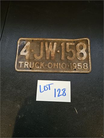 Vintage 1958 Ohio Truck License Plate