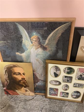 Religious Picture Wall Art Lot - Jesus Christ, Angels & More