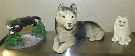 Wolf, Cat Figurines