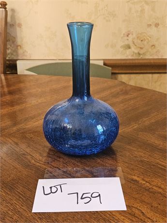 Blenko Blue Crackle Vase