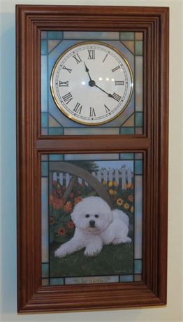 Danbury Mint Bichon Fries Stained Glass Clock