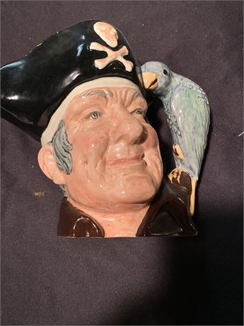 Royal Doulton Long John Silver Pirate With Parrot D6335 Mug 7.5 Inches Tall