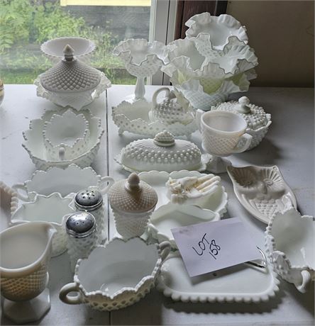 Large Collection of Hob & Diamond Nail Mixed Glass, Several Marked Fenton & More