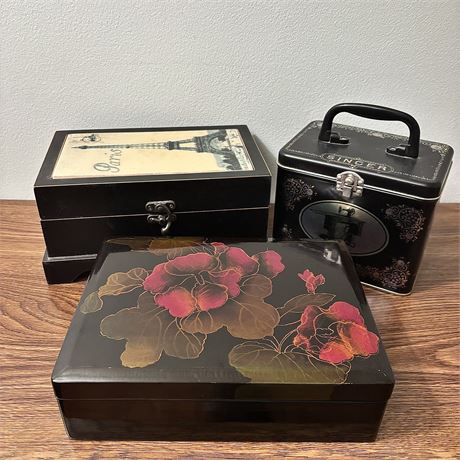 Decorative Storage Boxes- Paris, Singer, Lacquer