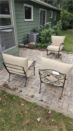 Metal & Cushion Outdoor Chairs x 3