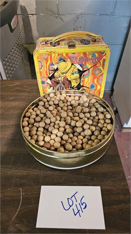 Vintage Laugh-in Lunch Box & Tin Full Of Clay Marbles