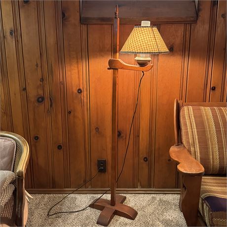 Vintage Mission Style Adjustable Height Wood Floor Lamp