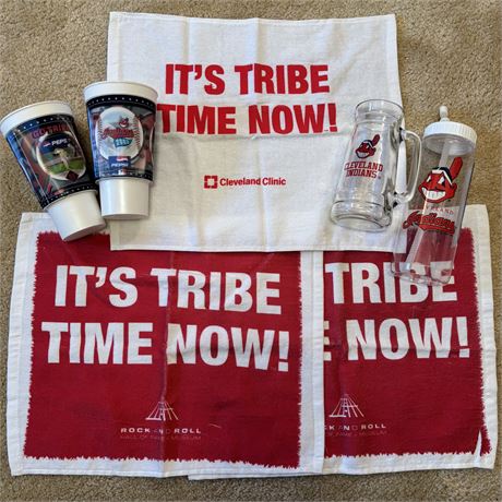 Cleveland Indians Rally Towels and Drinkware Lot