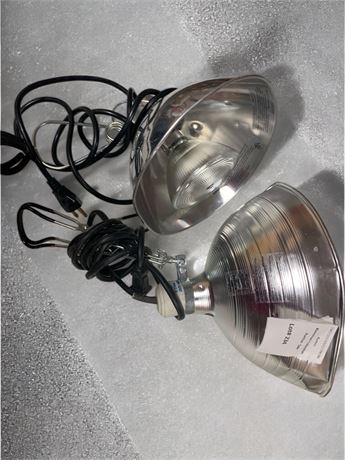 Metal Industrial Clamp Style Workshop Light/Lamps - Lot of 2