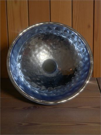 Antique Quilted Blue Mercury Glass Bowl Shaped Light Shade Pendant