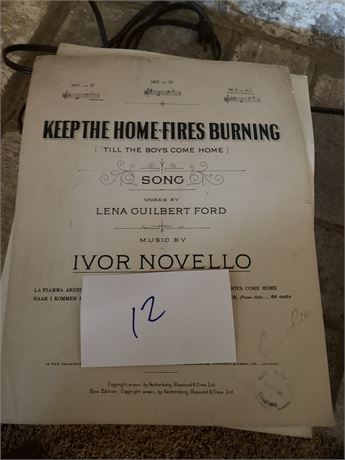 "Keep The Home Fires Burning" Ivor Novello Vintage Sheet Music Lot