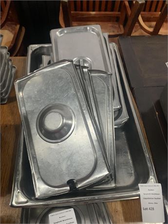 Stainless Steel Rectangular Steam Table Pan Covers/Lids (Lot of 9)
