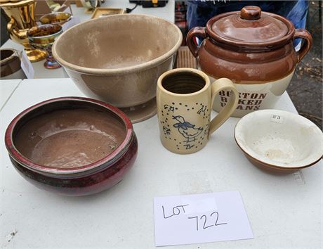 Mixed Pottery Lot - Bean Pot / Mug & More