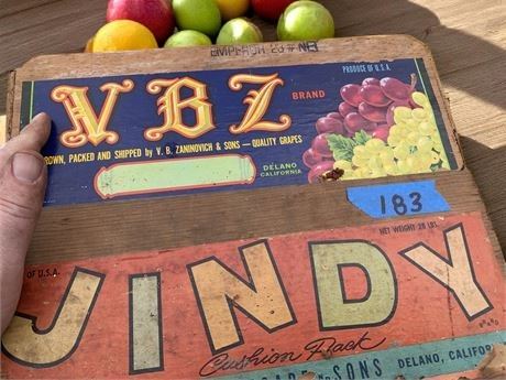 Vintage Produce Wood Crate Lot of 2