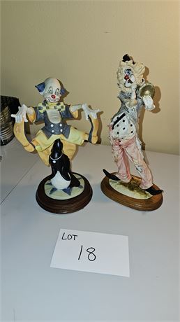 Price & Cat Designs Clown Figurines With Wood Bases