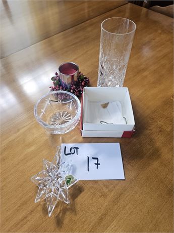 Waterford Crystal Ornament, Yugoslavia Crystal Vase & More
