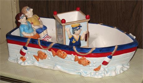 Ceramic Boat Shaped Chip & Dip Serving Dish