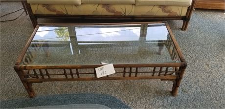 Vintage Rattan Patio Coffee Table