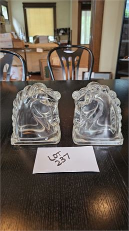 Vintage 1950's Federal Clear Glass Bookends