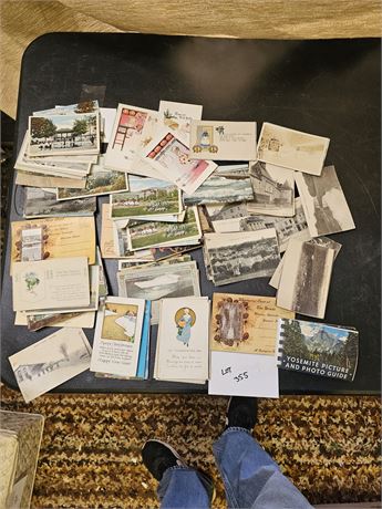 Vintage Box of Mixed Postcards & Souvenir Folders 1920's - 1970's Era