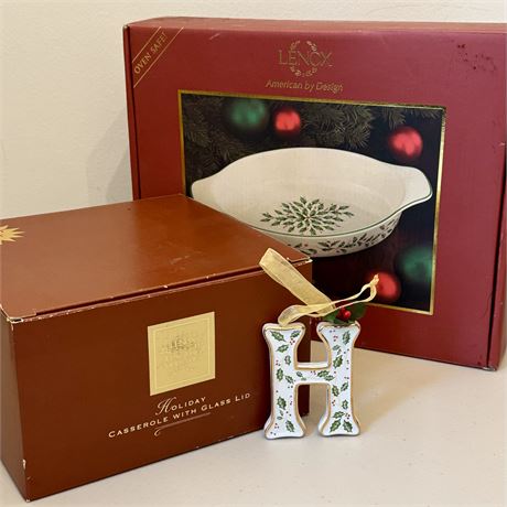 Lenox Holiday Casserole, Baking Dish and Ornament