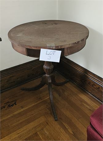 Antique Wood Drum Table