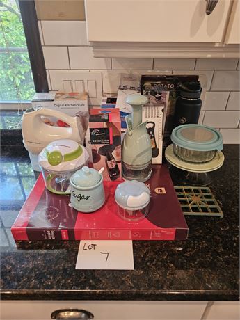 Mixed Kitchen Lot- Mixer, Scale, Cheese Board & More