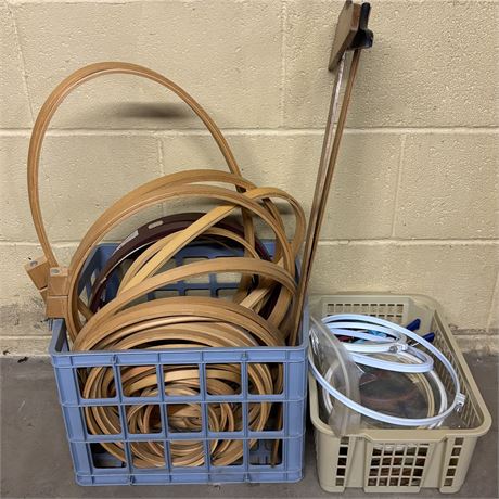Embroidery Frames Lot - Plastic, Wood, Metal