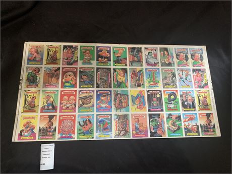 1987 Garbage Pail Kids Series 10 Uncut Collectible Trading Cards Sheet