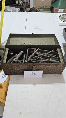 Metal Tool Box With Allen Wrenches, Wedges & More