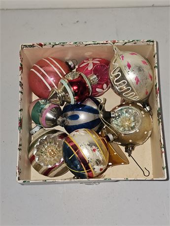 Vintage MCM Christmas Ornaments: Indents/Bell/Mica Glitter & More