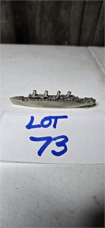 VINTAGE PEWTER TITANIC REPLICA PAPERWEIGHT WHITE STAR LINE RMS 1912 SHIP