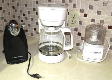 Coffee Pot, Can Opener, Mini Processor