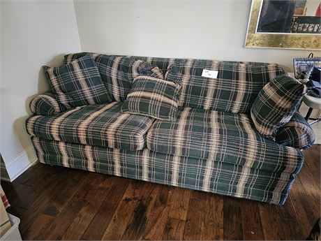 Smith Brothers Green Plaid Couch