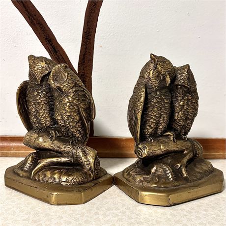 Mid Century PM Brass Owls Bookends