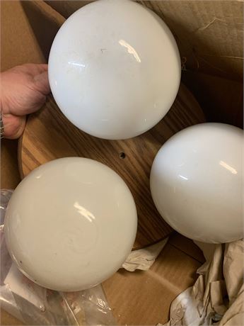 Celing Light W/3 Round White Glass Fixtures