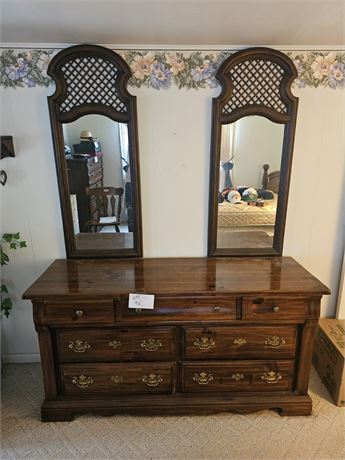 Wood Double Mirror Dresser