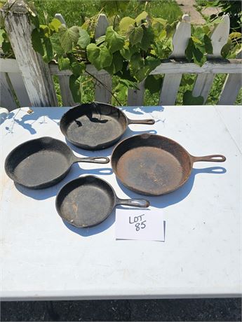 Mixed Cast Iron Pans- Wagner, Lodge & More Size, Style & Condition Vary