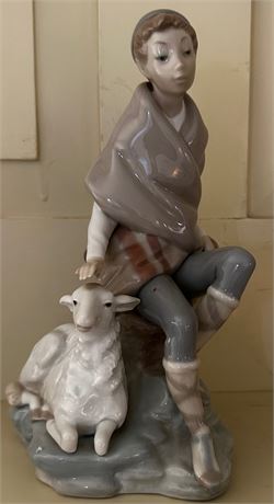 Lladro Little Shepard W/Goat (Numbered)